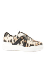 Sneaker in pelle con stampa leopardo