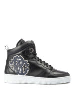 Sneaker alte in pelle con maxi logo