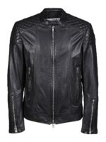 Chiodo in pelle con dettaglio trapuntato