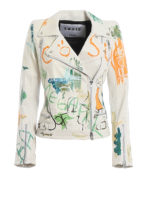 Giacca in pelle con dettagli dipinti a mano