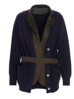 Cardigan blu con inserti giacca