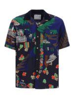 Camicia con stampa fiori e tigre