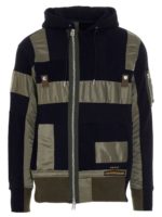 Felpa patchwork blu e verde militare