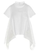 T-shirt bianca con inserti in pizzo