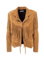Giacca scamosciata cammello con frange