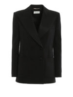 Blazer in lana con revers in raso opaco