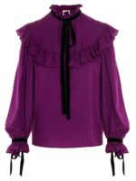 Blusa morbida con fiocchi viola