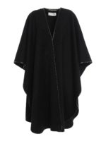 Mantella lana e cashmere con bordi in pelle