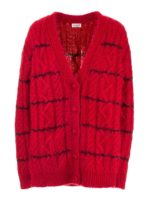 Cardigan a trecce e righe rosso