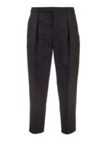 Pantaloni con pieghe in lame neri dorati