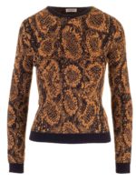 Pullover stampa animalier nero e marrone