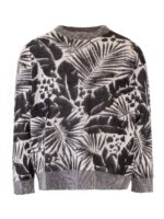 Maglia bianca e nera stampa foglie