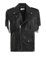 Giacca biker smanicata in pelle