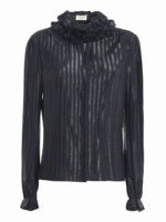 Camicia in misto seta con ruches sul colletto