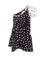 Vestito corto monospalla a pois nero