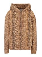 Felpa con zip stampa leopardata