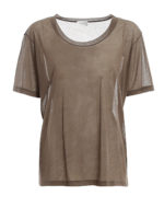 T-shirt trasparente in jersey con scollo a U