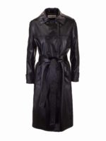 Trench doppiopetto nero con cintura