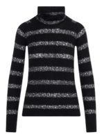 Dolcevita a righe lame traforato nero