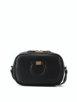 Piccola tracolla City in pelle nera con logo