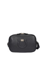 Piccola tracolla Gancini in pelle nera