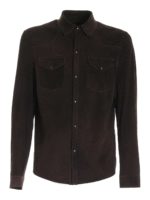 Giacca camicia in suede marrone