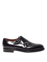 Monk strap in pelle lucida con due cinturini