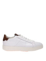 Sneaker in pelle con talloncino marrone