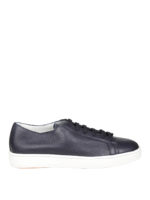 Sneaker blu scuro in pelle martellata