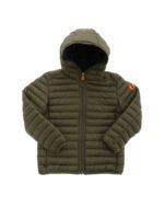 Piumino trapuntato verde con cappuccio