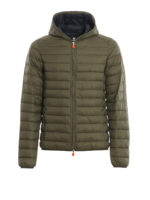 Piumino leggero verde militare con cappuccio