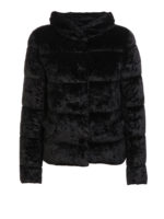 Piumino in velluto nero con maxi collo