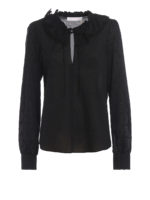 Blusa con ricamo in cotone nero