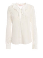 Blusa con ricamo in cotone bianco