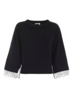 Pullover con polsino in pizzo nero