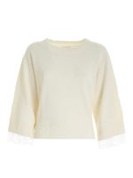 Pullover con polsino in pizzo bianco