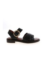 Sandali neri con fibbia logata