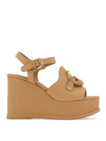 Sandali con zeppa in pelle