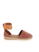 Sandali in suede con dettagli in corda rosa
