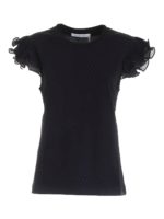 T-shirt smanicata con ruches nera
