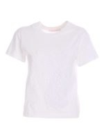 T-shirt bianca con ricamo tono su tono