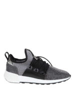 Sneaker a calza in mesh lurex e pelle