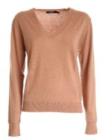 Pullover color cammello con bordi lame