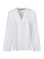 Camicia manica larga scollo a V bianca