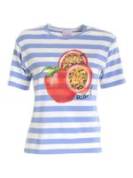 T-shirt bianca e azzurra con stampa