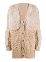 Cardigan in lana con inserti in ecopelliccia