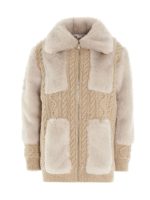 Cardigan inserti eco pelliccia beige