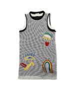 Abito nero e bianco con mesh ricamata