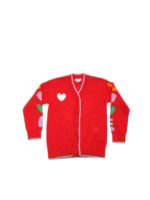 Cardigan Tricot rosso con Intarsio Love