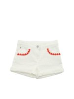 Shorts bianco con ricamo cuori